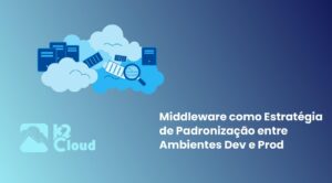 Arquitetura de middleware conectando containers em diferentes ambientes.